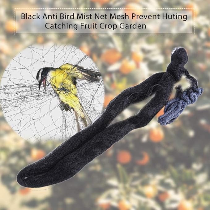 Bird-Preventing Net, 10×3m Black Anti Bird Mist Net, Mesh Prevent Huting Catching Fruit Crop Garden, Will Not Hurt Birds, Keep Birds from Fruits or Crops