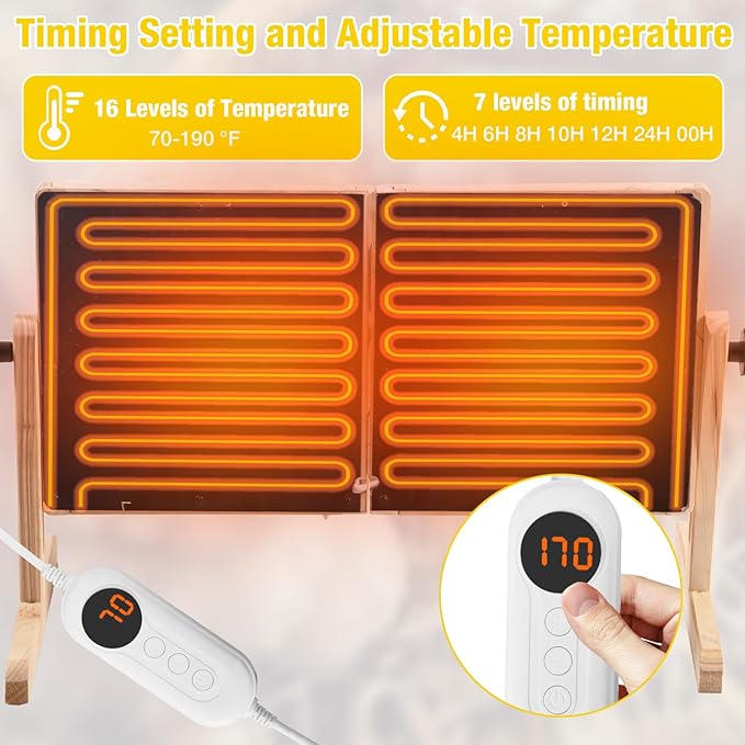 Aivituvin Foldable Chicken Coop Heater for Winter, 120w Large Size Waterproof Chicken Heater for Coop, Radiant Heat Chicks Coop Heater with 2 Heating Plates, Adjustable Temp 70~190℉ (Natural Wood)