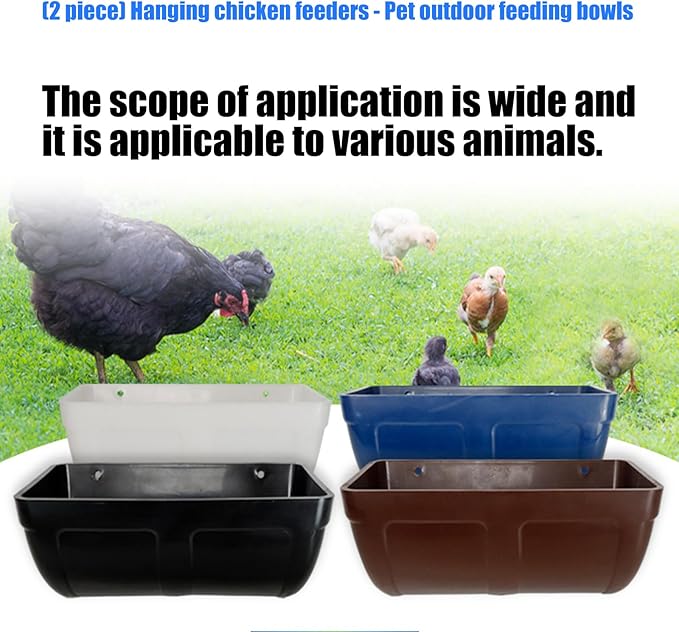 Pack of 2 Poultry Feeders Hanging Design Low Waste Technology Easy to Fence Feeder Waterer Bowl for Farm Coops Hanging Chicken Feeder