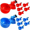 Tanlade 50 Packs Chicken Waterer Chicken Feeder, Automatic Waterer Kit for Poultry Duck Goose Turkey Bunny (Red,Blue)