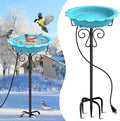 Heated Bird Bath for Outside Winter, Powerful 100W Thermostat Control Heated Bird Baths for Outdoors with 5-Prong Metal Stake, Heated Birdbath Water Heater for Garden Yard Patio Lawn (Blue)