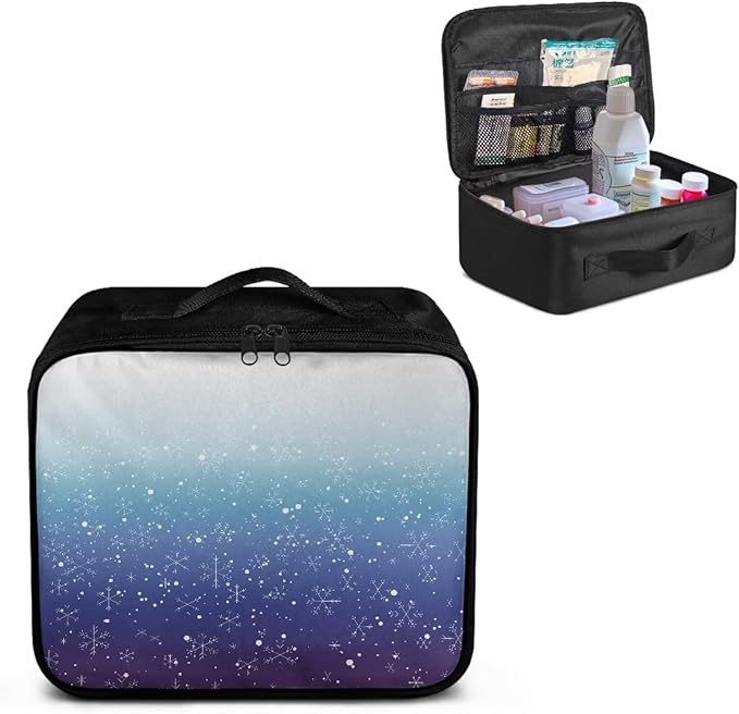 Rnyleeg Christmas First Aid Bags Empty First Aid Kit for Car First Responder Bag Empty Emergency Medicine Tote Bag Snowflake Blue White