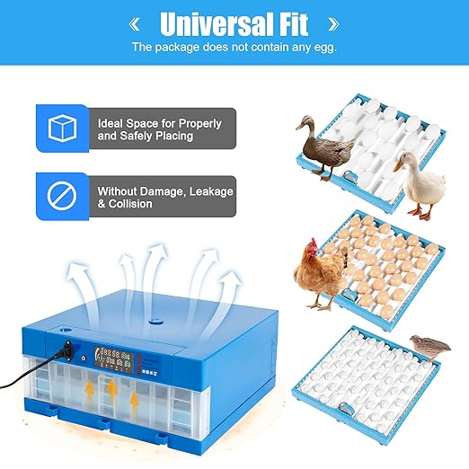 Egg Incubator, 64 Eggs Smart Hatcher Digital Incubator Household Mini Incubator Water Bed w/Fully Automatic Egg Turning and Humidity Controle for Chickens Ducks Goose Birds Dove Quail