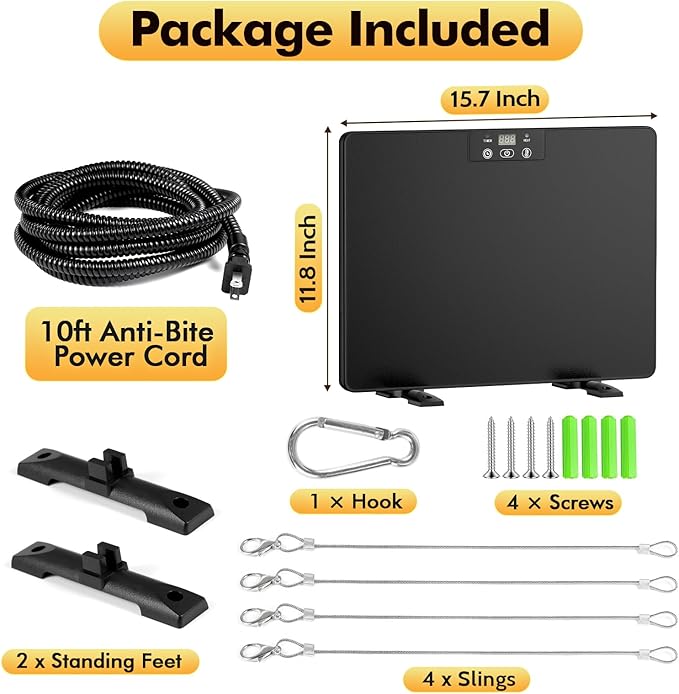 Smart Chicken Coop Heater, 200W Chicken Heater with Adjustable Temperature & Timer Controller, Radiant Heat Flat Panel Chicken Warmer Chicken Coop Heaters Inside for Winter Chicks Poultry Pet
