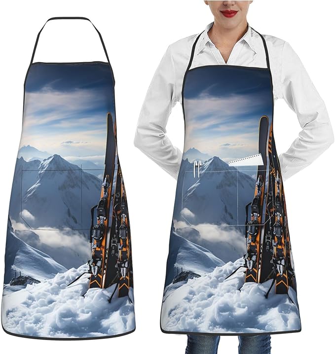 Kitchen Aprons for Men Women Waterproof Apron with 2 Pockets Tropical plants and parrots Apron Adjustable Bib Aprons