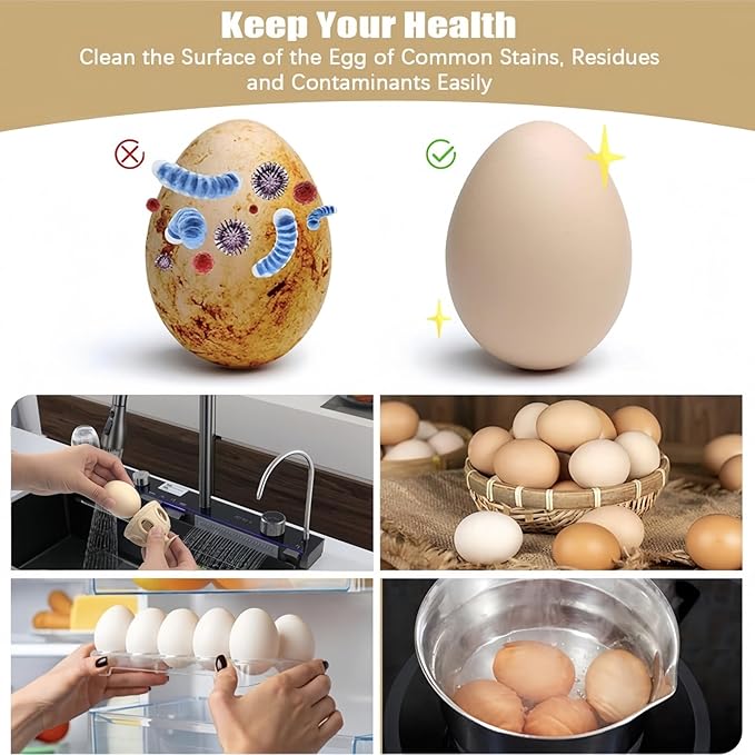 Egg Washer for Fresh Eggs 2PCS, Silicone Egg Wash and Scrub Brushes, Reusable Tools for Cleaning Fresh Eggs, Ideal for Backyard Chicken Owners, Homesteaders, and Egg Collectors(Complexion)