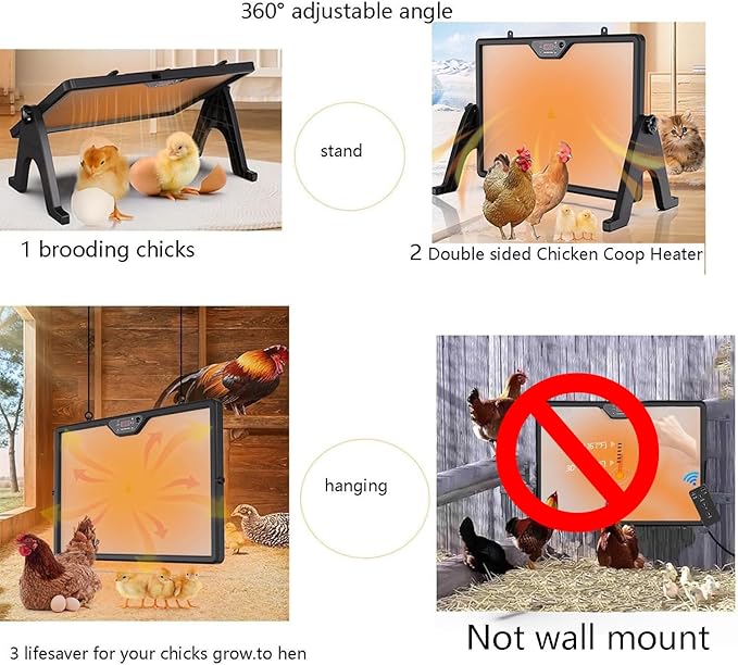 Smart Chick brooder Heating Plate for Chick 12"x16" Chicken coop Heater with Thermostat Radiant Heat Plate Panel with Adjustable Temperature, Timer,Remote Control for Winter Heating