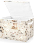 Storage Box Farm Animals Storage Bins with Lids, Larger Collapsible Fabric Storage Baskes with Handles for Living Room, Playroom, Bedroom, Nursery 16.5x12.6x11.8 Inch