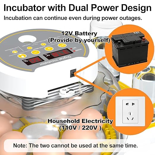 Egg Incubators for Hatching Eggs, 8/30 Chicken Egg Incubator with Automatic Egg Turning, Temperature Control & Humidity Display, Egg Candler, Home Use for Chicken, Duck, Quail - 2 Egg Trays Yellow