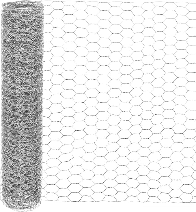 Chicken Wire for Floral Arrangements, 14 x 157 in Galvanized Iron Hexagonal PVC Coated for Crafts/Poultry/Garden, Chicken Wire Netting Fence Mesh [Silver Tone]