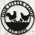 Custom Name Chicken Coop Metal Sign Personalized Hen House Plaque Rustic Farmyard Wall Art Backyard Poultry Hanging Decor Farmhouse Barn Unique Gifts for Farmers Homesteaders and Chicken Enthusiasts