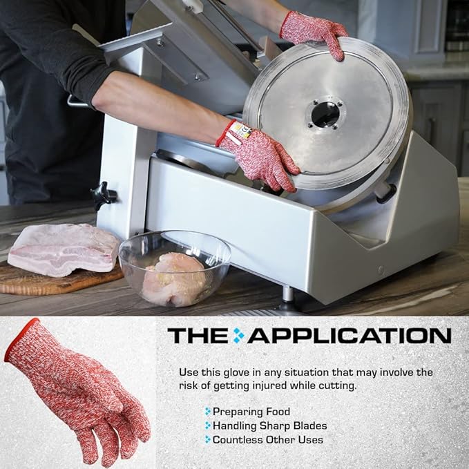 Glove Station Ultra Durable Series Cut Resistant Gloves - Cutting Gloves for Chefs, BBQ and Cooking - Level 5 Protection, Food Grade Safe Cut - Red, X-Large Size
