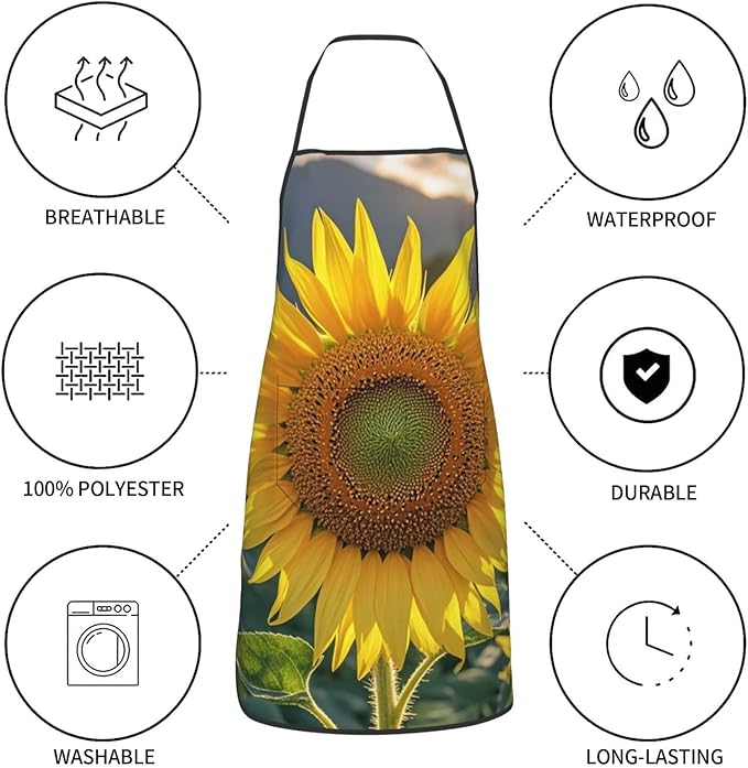 Waterproof Apron Adjustable Bib for Women Men Tractor farm Cooking Aprons Chef Bibs with 2 Pocket
