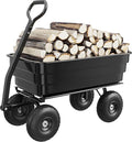 Heavy Duty Poly Garden Dump Cart 1200 lbs, 125L Utility Wagon Wheelbarrow with 10" All-Terrain Tires, Quick Release, 180° Adjustable Handle for Yard, Lawn, Landscaping, Black | 1200 lbs. load capacity