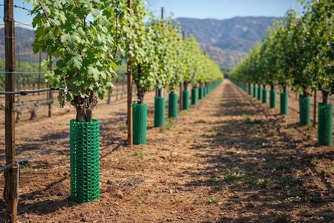 15" Tree Trunk Protectors, Stackable Spiral Tree Guards, Adjustable Width Bark Protection from Weed Eaters, Deer & Rodents, Tall Sapling & Vineyard Vine Protectors, Durable Plastic (6, Green)