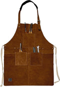 RUSTIC TOWN Leather Grill Work Apron with Tool Pockets ~ Adjustable up to XXL for Men & Women ~ Leather Tool Apron