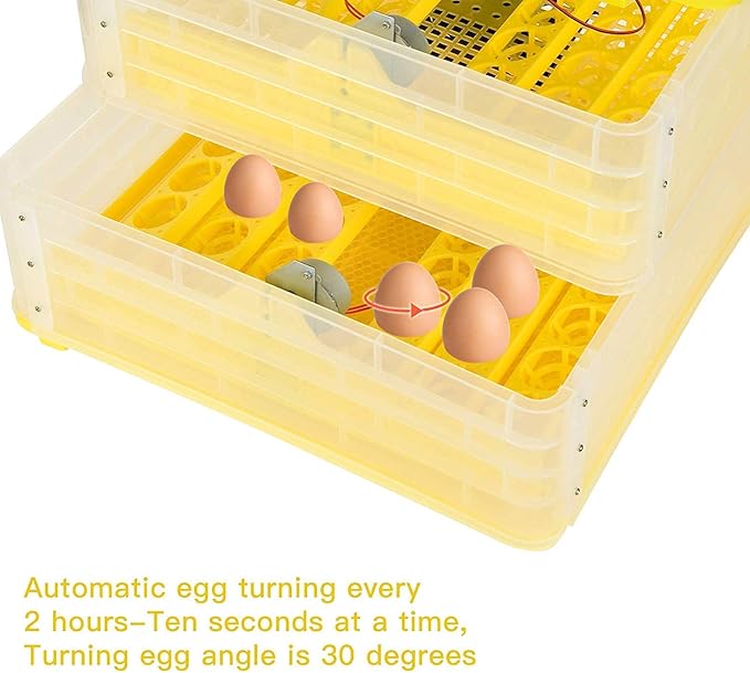 ROVSUN Egg Incubator with Automatic Turner Intelligent Temperature & Humidity Control for for Hatching Eggs Chicken Ducks Goose Birds Hatching Poultry Hatcher W/Three Output Channels (96 Eggs)