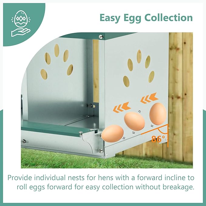 Chicken Nesting Box, 3 Compartment Hens Nest Boxes, Metal Nesting Chicken Laying Box for Outdoor Chicken Coop Cages Farm Yard, Green (3 Holes)