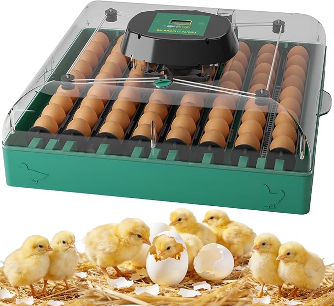 Incubators for Hatching Eggs, 72 Eggs Hatching Incubator with Automatic Egg Turner & Humidity Control & Digital Temp, 360° Clear View for Chicken/Duck/Quail/Goose, Perfect for Lab School Farm