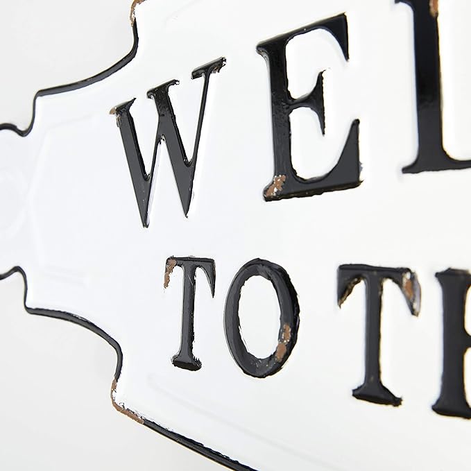 Deco 79 59494 Wall Sign, Black, White