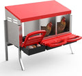 Chicken Nesting Boxes, 3 Hole Metal Rollaway Nest Box for Laying Hens with Cleanable Pull-Out Trays Wall Mount or Placed Design for Easy Egg Collection & Cleaning(Includes Legs)