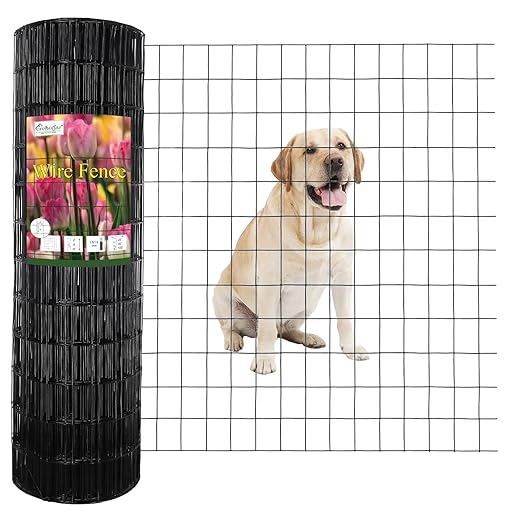 Black PVC Coated Welded Wire Fence 36 Inch x 100 Foot, 2 Inch x 3 Inch 16GA, Garden Border Fencing Roll Vinyl Coating Metal Wire Mesh for Yard Vegetable Plant Protection Poultry Netting