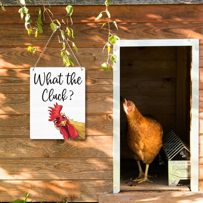 Chicken Gifts Sign Funny Chicken Coop Accessories Chicken Signs Rooster Decor for Home Farm Chicken-Coop Kitchen Garden Yard Country Decor 8x10 Inch