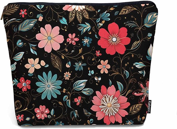Woman Makeup Bag Paisley Flower, Colorful Paisley Floral Red Makeup Bags Travel Cosmetic Bags Toiletry Makeup Organizer Pencil Pouch Make Up Cosmetic Bag For Owners Lady Birthday Gifts