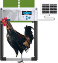ChickenGuard Automatic Chicken Coop Door Opener, Solar/Battery Powered Poultry Door, Timer/Light Sensor Control, Predator Protection, Anti-Pinch Safety, Winter Mode, Easy Install (Green + Solar Kit)