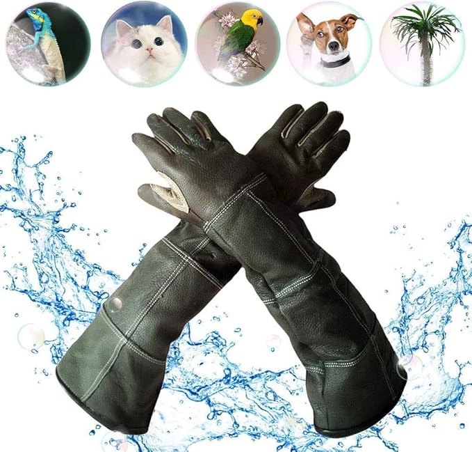 YBB Waterproof Animal Handling Gloves, Anti-Scratch/Bite Protective Long Gloves for Pet Cat Bathing Dog Bird(M)