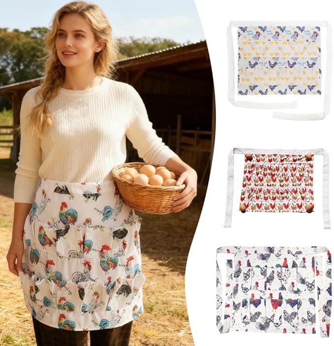 Egg Collecting Apron and Basket, 12 Pockets Fresh Chicken Egg Collecting for Farmhouse for Kids Adult