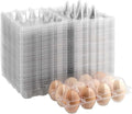JAPCHET 100 Pack Plastic Egg Cartons, Clear 12 Egg Cartons Dozen Plastic Egg Carton Bulk for Kitchen, Fridge, Market and Farms