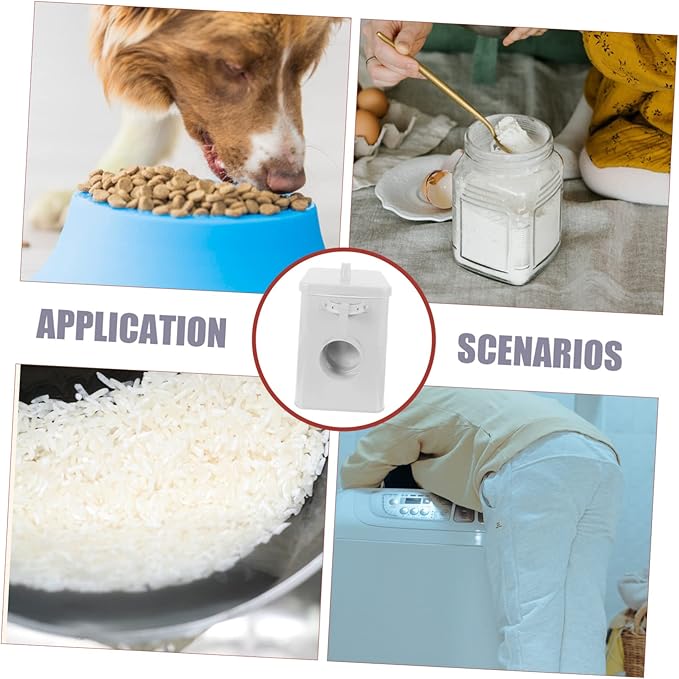 Metal Pet Food Storage Container Canister for Treats Kitchen Organizer for Rice Grains Airtight Design Measuring Scoop Versatile Storage Bin No Pattern