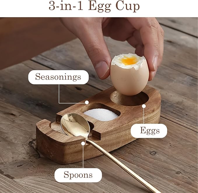 Wooden Egg Holder Tray – Rustic Countertop Egg Organizer, Smooth Storage Rack for Home & Kitchen Use