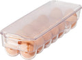 OGGI Stackable Covered Egg Holder - Kitchen Organization, Fridge Organizer, Food Storage, Clear Stackable Storage Bins, 14 Egg Tray