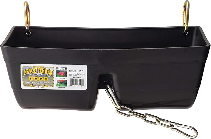 Little Giant® Plastic Fence Feeder | Pig Feeder | Clip On Fence Feeder | Mountable Feed Bucket | 9 Quarts | Black