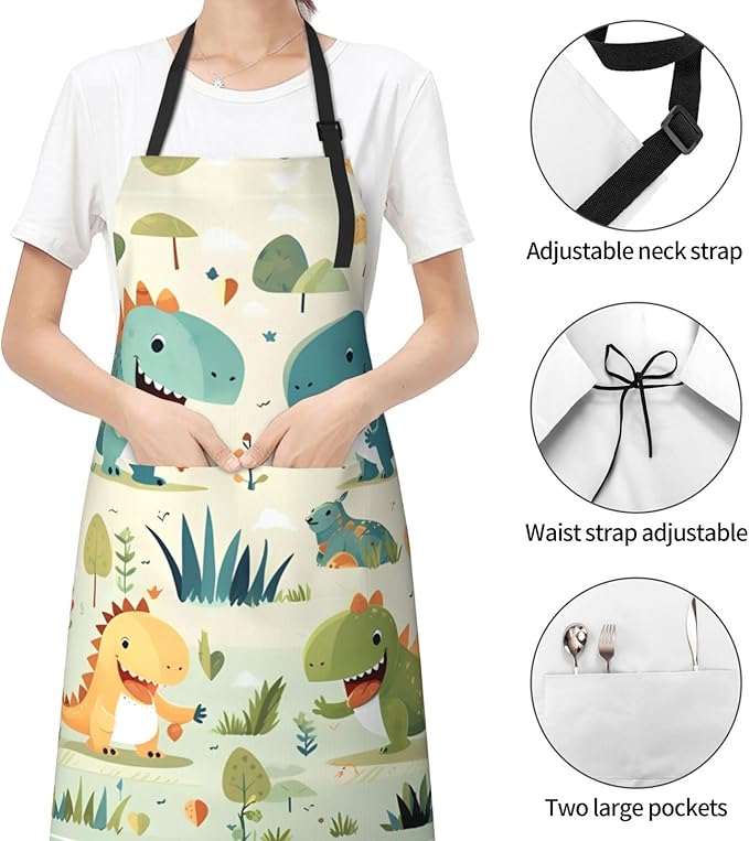 Dogs and Roses Heavy Duty Waterproof Apron with Pockets for AdultsResistant Grilling, Gardening, Painting