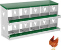 Metal Nesting Boxes for Chickens - 10 Compartments Chicken Roosting Boxes, Chicken Coop Nest Box with Perch & Lid - Versatile Wall Mount or Free Standing for Backyard Flocks, Homesteads, Farms