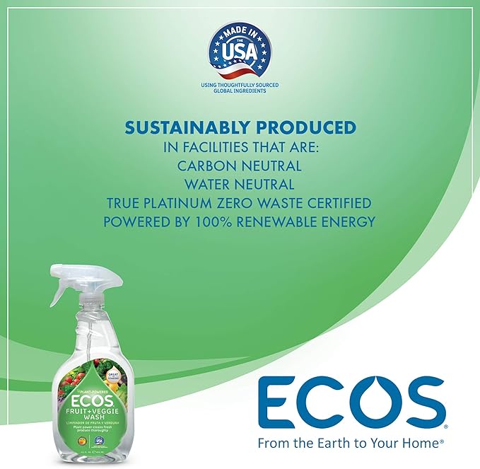 ECOS® Non-Toxic Fruit + Veggie Wash: 22oz Spray Bottle by Earth Friendly Products (Pack of 2)