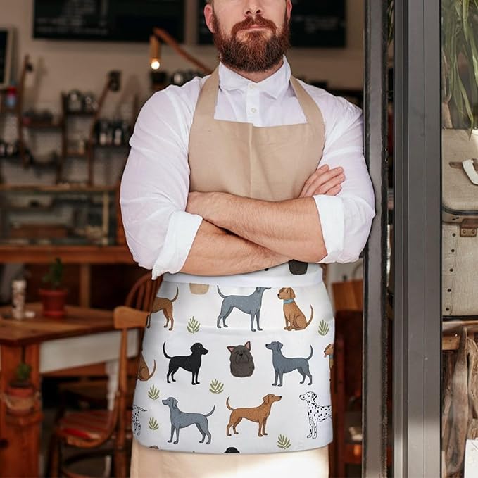 Unisex Half Waiter Waist Short Apron Waterproof Chef Works Waitress Aprons