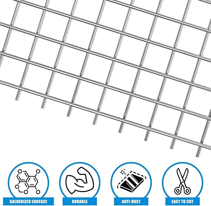 Fencer Wire 19 Gauge Hardware Cloth Metal Wire Mesh 1/2" x 1/2", Galvanized Welded Cage Wire Poultry Netting Square Chicken Snake Fencing Gopher Fence Racoons Rabbit Pen Gutter