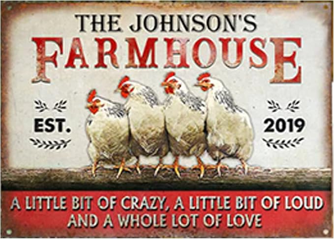 Personalized Fluffy Butt Hut Chicken Coop Sign, Custom Farmhouse Metal Sign with Spoiled Hens Wall Art, Funny Backyard Chicken Decor for Coop, Barn, Farm, Rustic Vintage Style DS7