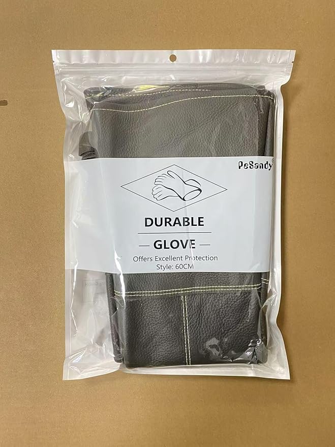 Animal Handling Gloves Bite Proof, 60cm/ 23.6In Bite Resistant Glove for Grooming, Gardening, Handling Cat/Dog/Bird/Snake/Lizard/Falcon/Reptile, Anti-Bite Protection Gloves (Brown)