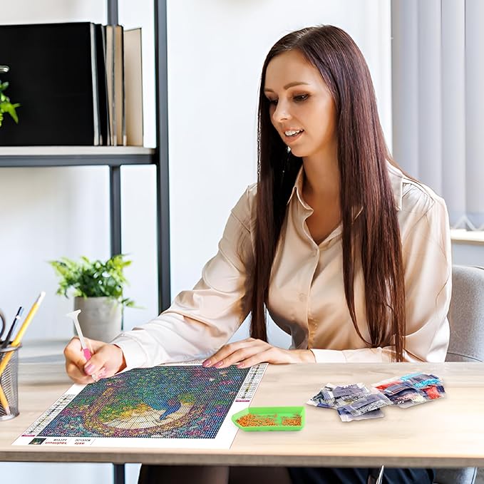 MAXBYE Diamond Painting Kits for Adults, Peacock Diamond Art Kits for Beginner, DIY 5D Full Drill Diamond Dots Crystal Art and Craft Kits for Home Wall Decoration 12x12inch