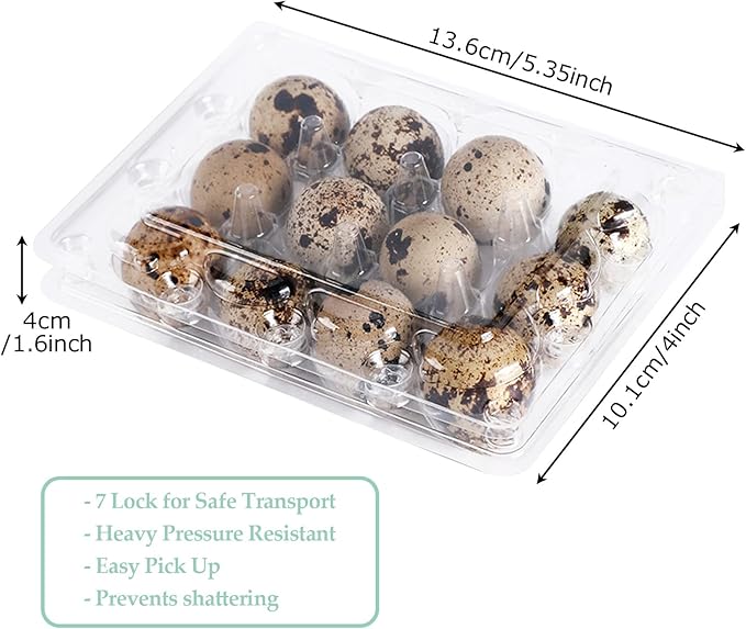 SENENQU 150 Pack 12 Grids Clear Quail Egg Carton Cheap Bulk, Small Plastic Quail Egg Storage Holder with Lid, Reusable Mini Quails Eggs Dispenser Holder Case for Small Pheasant Pigeon Egges
