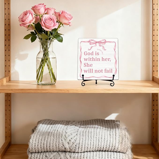 Home Living Room Table Decor, Christian Gifts, Boho Office Decorations, God Is Within Her She Will Not Fall, Coquette Decoration, Christian Girl Room Decor -A04