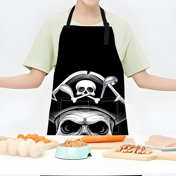 Classic Pirate Apron,Adjustable Waterproof Oxford Fabric Kitchen Apron with 2 Pockets for Men and Women, Cooking, Baking, BBQ, Coffee Shop, Housewarming Gifts, 28x33 Inches