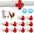 Automatic Chicken Waterer for Ducks Quail Bird Outdoor, Plastic Chicken Water Feeder Bowls Poultry Water Feeder Kit for Chicks, Duck, Goose, Turkey and Bunny (White and Red, 10 Pack)