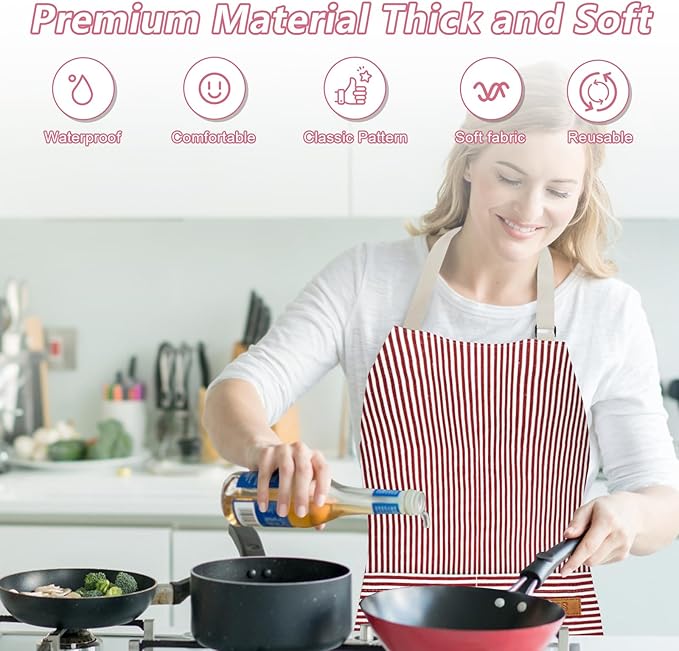 ATROPOS 2 Pieces Aprons for Women with Pockets, Aprons for Men, Womens Kitchen Apron, Cooking Apron Adjustable Bib Chef Apron(Unisex)