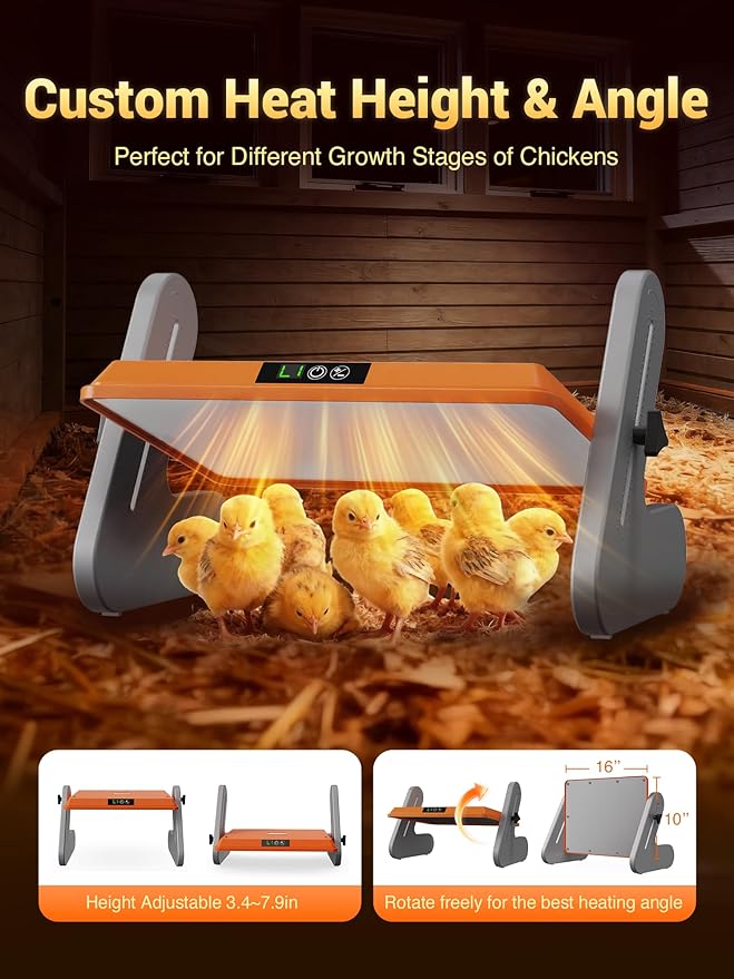 Brooder Heater for Chicks, Chicken Heating Brooder Plate with 3 Adjustable Temp Settings, Safe Coop Heater for Warmer for Poultry Cage Warm, Energy Efficient Radiant Heat Pad (ETL Compliant)